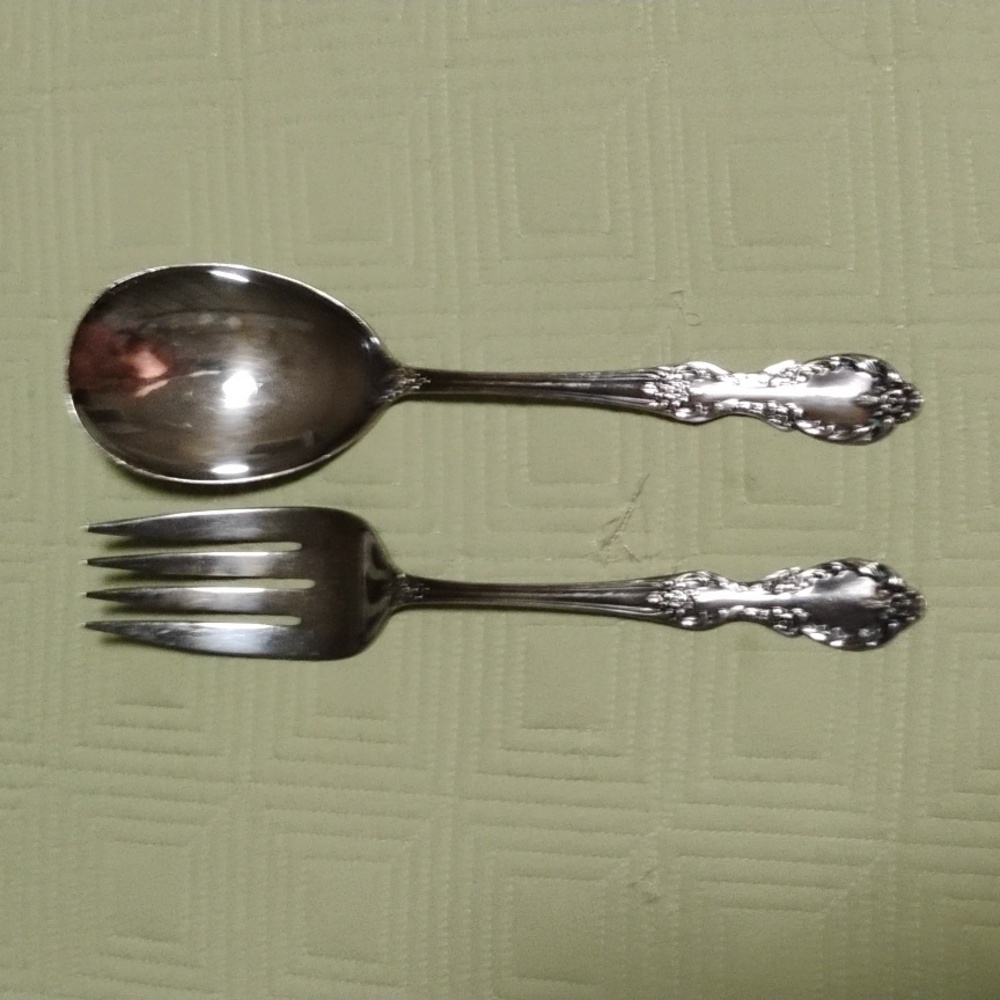Silver plated carving set & salad set. - Picture 3 of 9